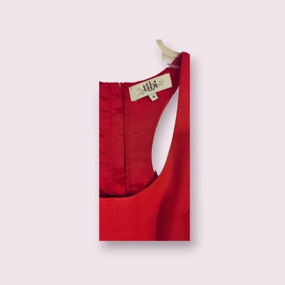 Tibi Women's Halter Dress A - Line Lined Size 6 Coral Pink Cotton Summer - Picture 3 of 5